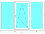 Окно трехстворчатое с одной центральной поворотно-откидной створкой