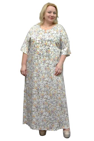 Нарядная платье из хлопковой вискозы Арт. 2123 (Цвет ваниль) Размеры 56-84