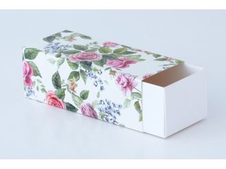 Коробка для макаронс СРЕДНЯЯ, 15*6*5 см, Светлые розы