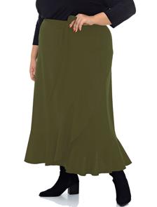 Нарядная юбка с запАхом БОЛЬШОГО размера арт. 2131112 (Цвет хаки) Размеры 50-72