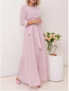 Длинное выходное платье Арт. 15318-1514 (Цвет мягкий розовый) Размеры 48-60