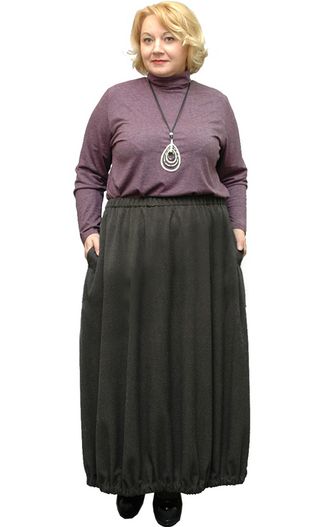 Длинная теплая юбка БОЛЬШОГО размера  Арт. 5154 (Цвет коричневый)  Размеры 58-84