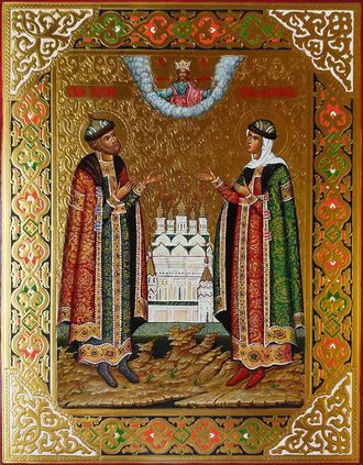 Образы Святых благоверных князя Петра и княгини Февронии, Муромских чудотворцев.  Формат иконы: 22х2