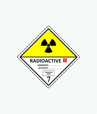 Знак опасности «7 класс опасности. Радиоактивные материалы. Категория III (Желтая)» для маркировки опасных грузов