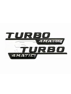 Чёрные шильдики Turbo 4Matic на крылья Mercedes