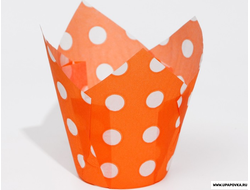 Форма бумажная "Тюльпан" Оранжевый Горох 5 х 8 см