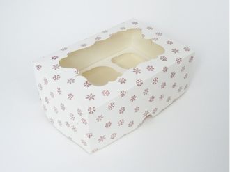 Коробка на 6 кексов (25*17*10 см), Снежинки