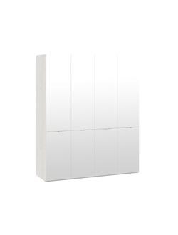 Шкаф комбинированный с 4 зеркальными дверями «Либерти» - СМ-297.07.443 Дуб крафт белый