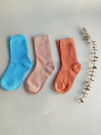 Комплект носочков (персиковый, розовый, светло-голубой - 3 пары) 1-3 года
