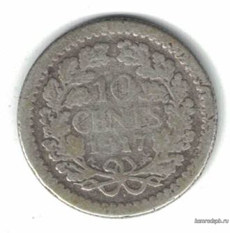 Нидерланды. 10 центов 1917 год.