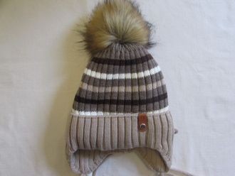 шапка зима Полоски на искусственном меху  ОГ50-52