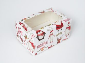 Коробка на 2 кекса (17*11,5*8,5 см), Дедушка мороз