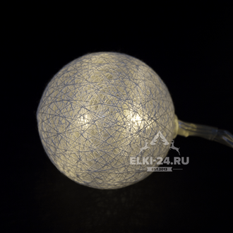 тайские фонарики гирлянда  "Тайские белые шарики" 2.5 м, белый теплый свет