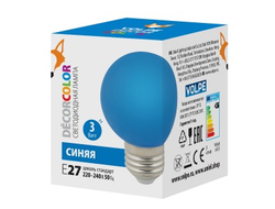 Лампа светодиодная Volpe шар G60 E27 3W синяя д/гирлянды "Белт Лайт" LED-G60-3W/BLUE/E27/FR/С