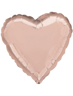 Фольгированный шар с гелием "Сердце Розовое золото" 45см