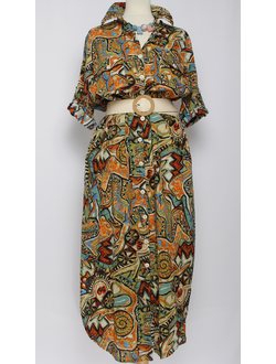 Платье-рубашка Бохо "ЕГИПЕТ" зелёное р.52-64