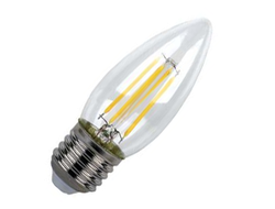 Лампа светодиодная Ecola свеча E27 6W 2700K 2K прозр. 96x37 филамент (нитевидная), 360° N7QW60ELC