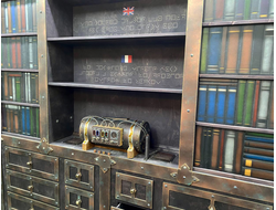 Bookcase with bomb