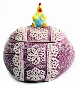 Пасхальная  шкатулка- яйцо с петушком 13*11*14 см, керамическая