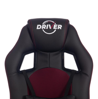 кресло компьютерное DRIVER кож/зам/ткань, черный/бордо