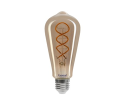 Лампа светодиодная General LOFT ST64DSS E27 6W 1800K 64х140 гибкий филамент (нитевидная) дымчатая Edisson 685000