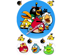Вафельная картинка &quot;Angry Birds&quot;, круг d=20 см, №3