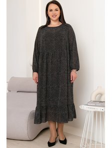 Женское платье трапециевидного силуэта арт. 5577 (цвет черный) Размеры 52-62