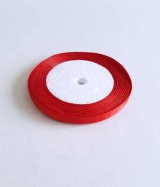 Красная атласная лента ширина 6 мм, длина 5 метров (цвет 26)