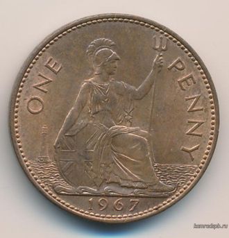 Великобритания 1 пенни 1967 год