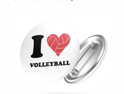 Значок светоотражатель «Я люблю волейбол» (I love volleyball)