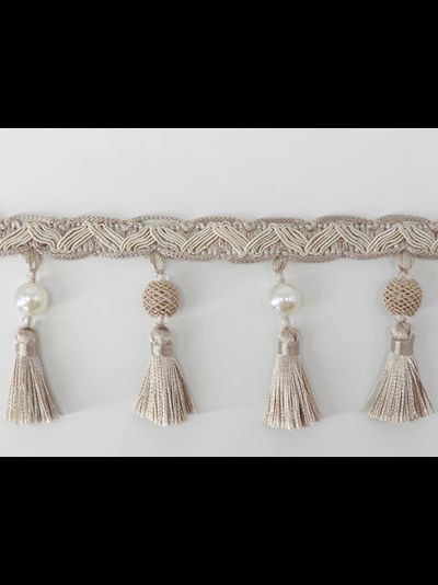 Элегантная отделка для штор - тесьма с кисточками и бусинками с жемчугом