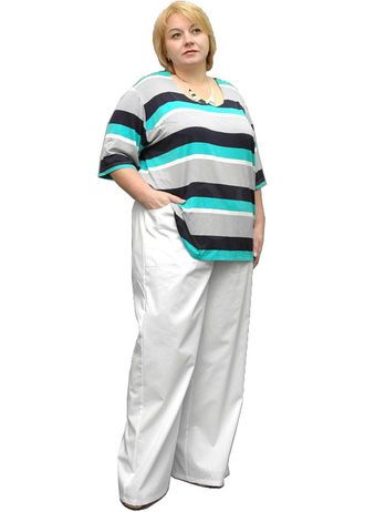 Легкие брюки из мягкой ткани Арт. 3257 (Цвет белый и еще 4 цвета) Размеры 58-80