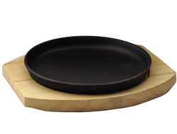 Сковорода круглая на деревянной подставке 185 мм