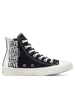 Кеды Converse All Star черные высокие 567309 Love Fear мужские