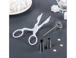 Набор кондитерский 4 предмета: 2 насадки d=1,7 см, щипцы, гвоздь. №3