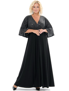 Роскошное длинное вечернее платье &quot;РЕБЕККА&quot; арт. 298421  (цвет черный) Размеры 50-84