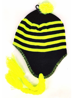 Шапка TS розовая полоска желтый неон