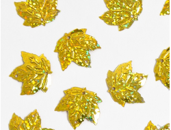 Кленовые листики, золотые с перламутром, 10 гр, 2 см, примерно 90-100 шт