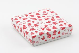 Коробка на 1 печенье со съемной крышкой БЕЗ Окна (11*11*3 см), Красно-белый новогодний