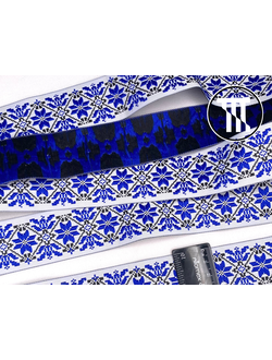 Тесьма Жаккардовая, цв. Белый / синий, шир. 4 см