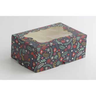 Коробка на 6 кексов (25*17*10 см), Новогодняя ночь