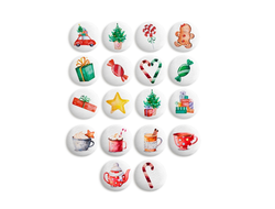 Мини Медальоны Новогодние, круглые d 27 мм, 3 шт
