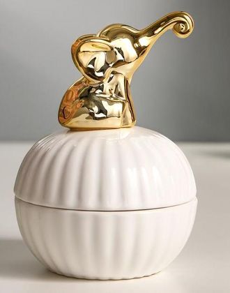 Шкатулка керамика &quot;Золотой слонёнок&quot; 11,3х8х8 см