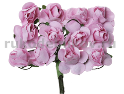 бумажные цветы "Роза", цвет-розовый, 20х80 мм, 12 шт/уп