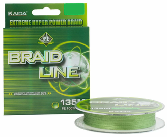 Шнур плетеный Kaida Braid Line зеленый 135м 0,25