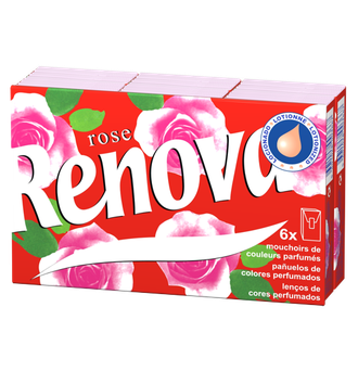 Платочки бумажные Renova Flore 4 слоя 6*10 Rosa