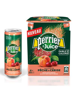 Напиток Perrier газированный с соком персик-вишня 0.25 л
