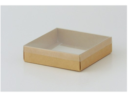 Коробка на 1 печенье с прозрачной крышкой, 11,5*11,5*3 см, Крафт