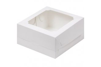 Коробка для бенто - торта с окном 160*160*80 мм, Белая