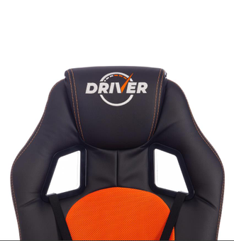 кресло компьютерное DRIVER кож/зам/ткань, черный/оранжевый